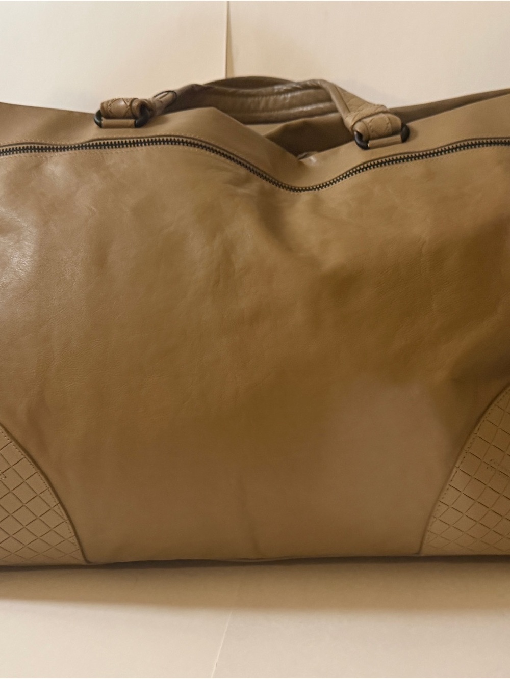 Authentic Bottega Veneta Tan Leather Travel Duffel Bag - Picture 2 of 16